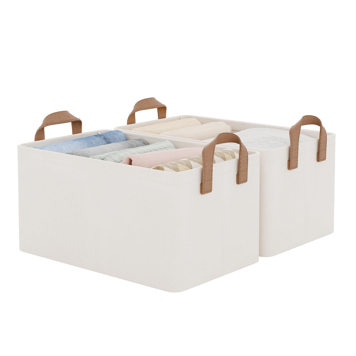StorageWorks Storage Basket for Shelves, Storage Bins, Beige, 2-Pack