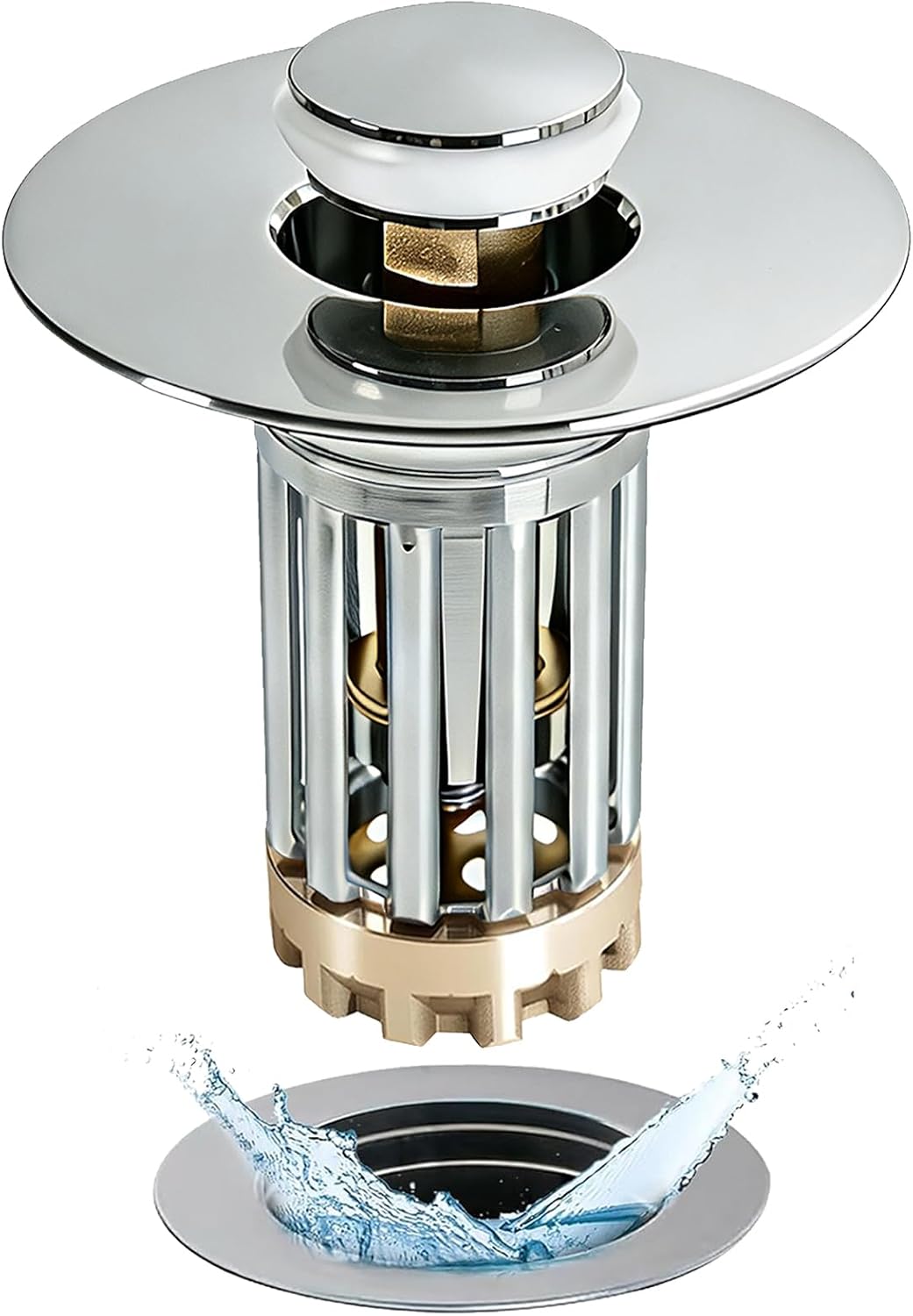 Anlige Bathroom Sink Drain Strainer, 3 in 1 Pop Up Bathroom Sink Stopper