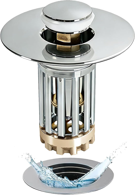 Anlige Bathroom Sink Drain Strainer, 3 in 1 Pop Up Bathroom Sink Stopper