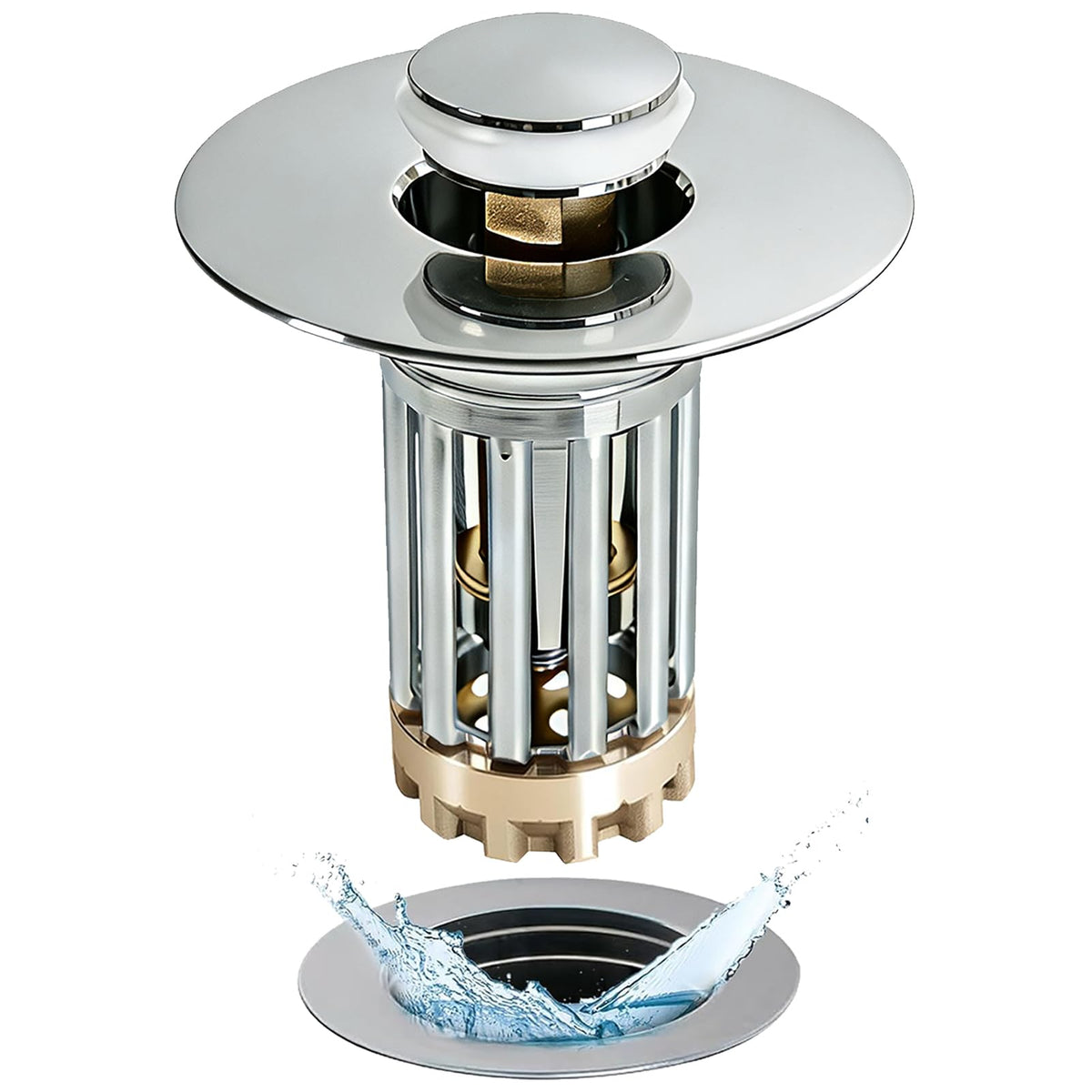 Anlige Bathroom Sink Drain Strainer, 3 in 1 Pop Up Bathroom Sink Stopper