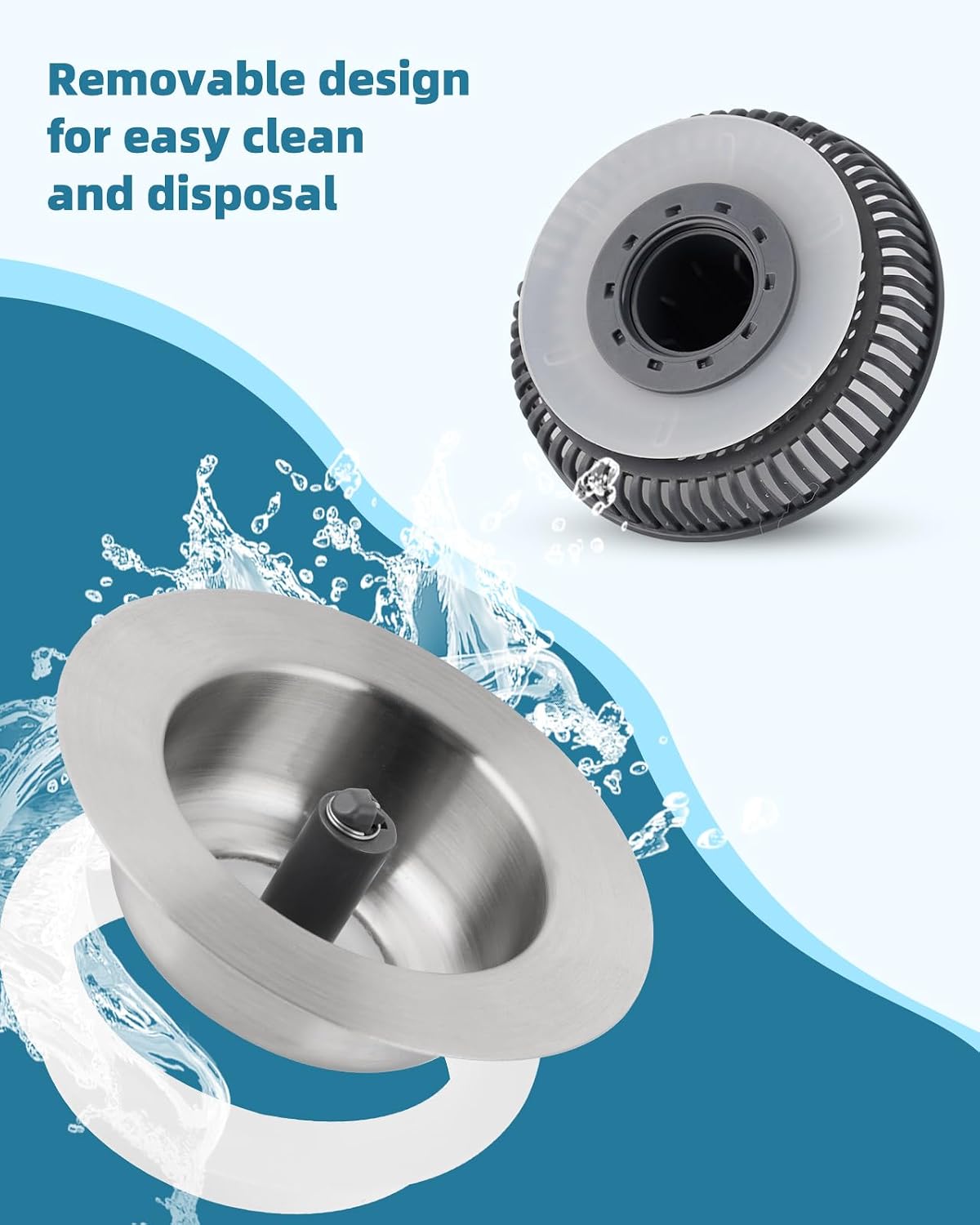 Universal 3 in 1 Kitchen Sink Stopper Strainer, 304 Stainless Steel
