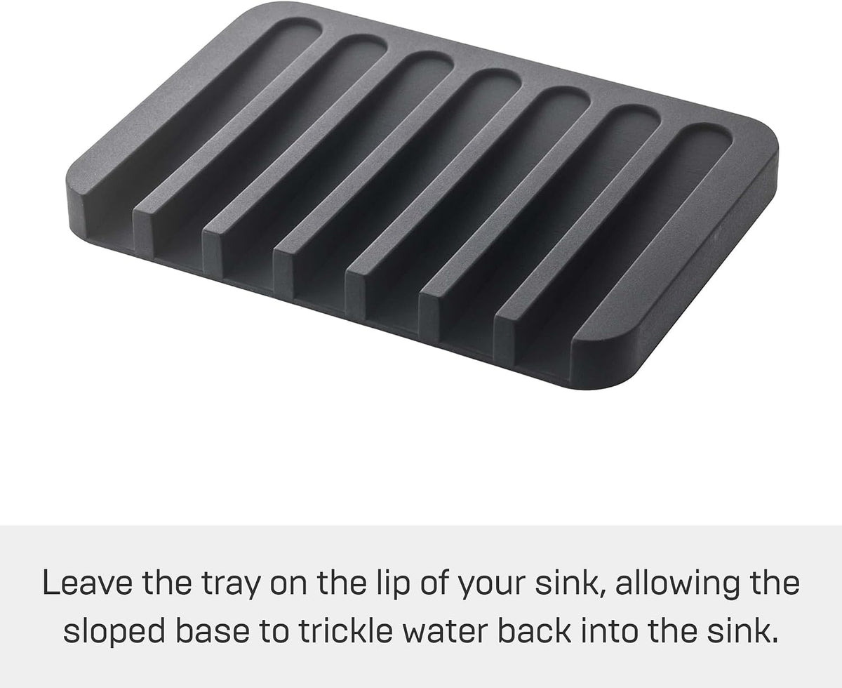 YAMAZAKI Home Flow Soap Tray - Silicone Holder Dish for Sink - Silicone