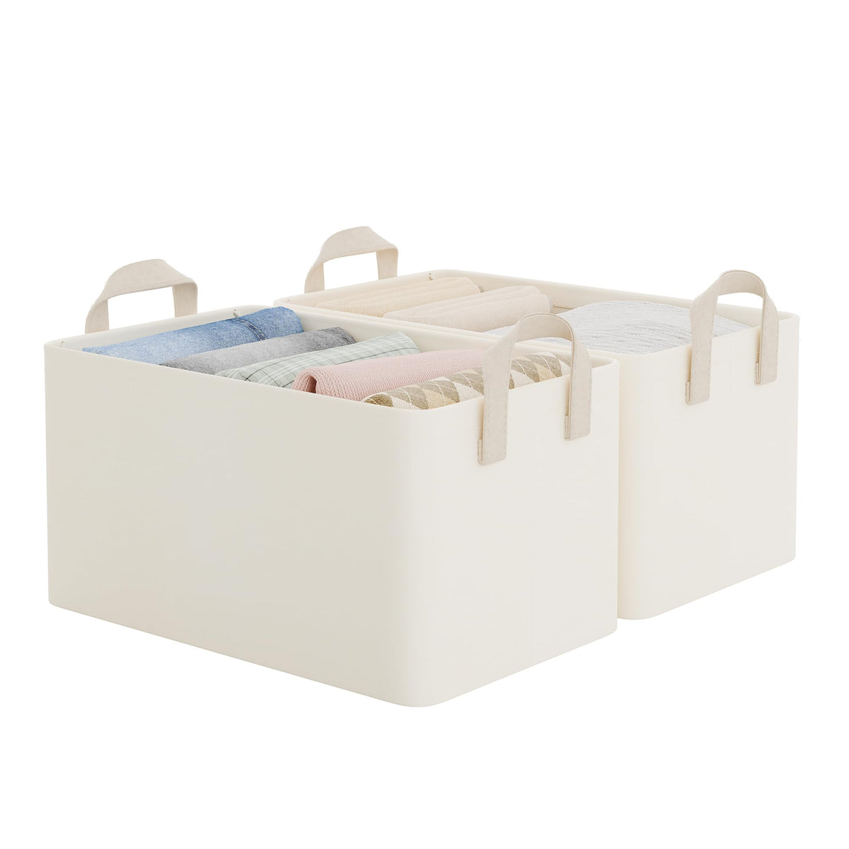StorageWorks Storage Basket for Shelves, Storage Bins, Beige, 2-Pack