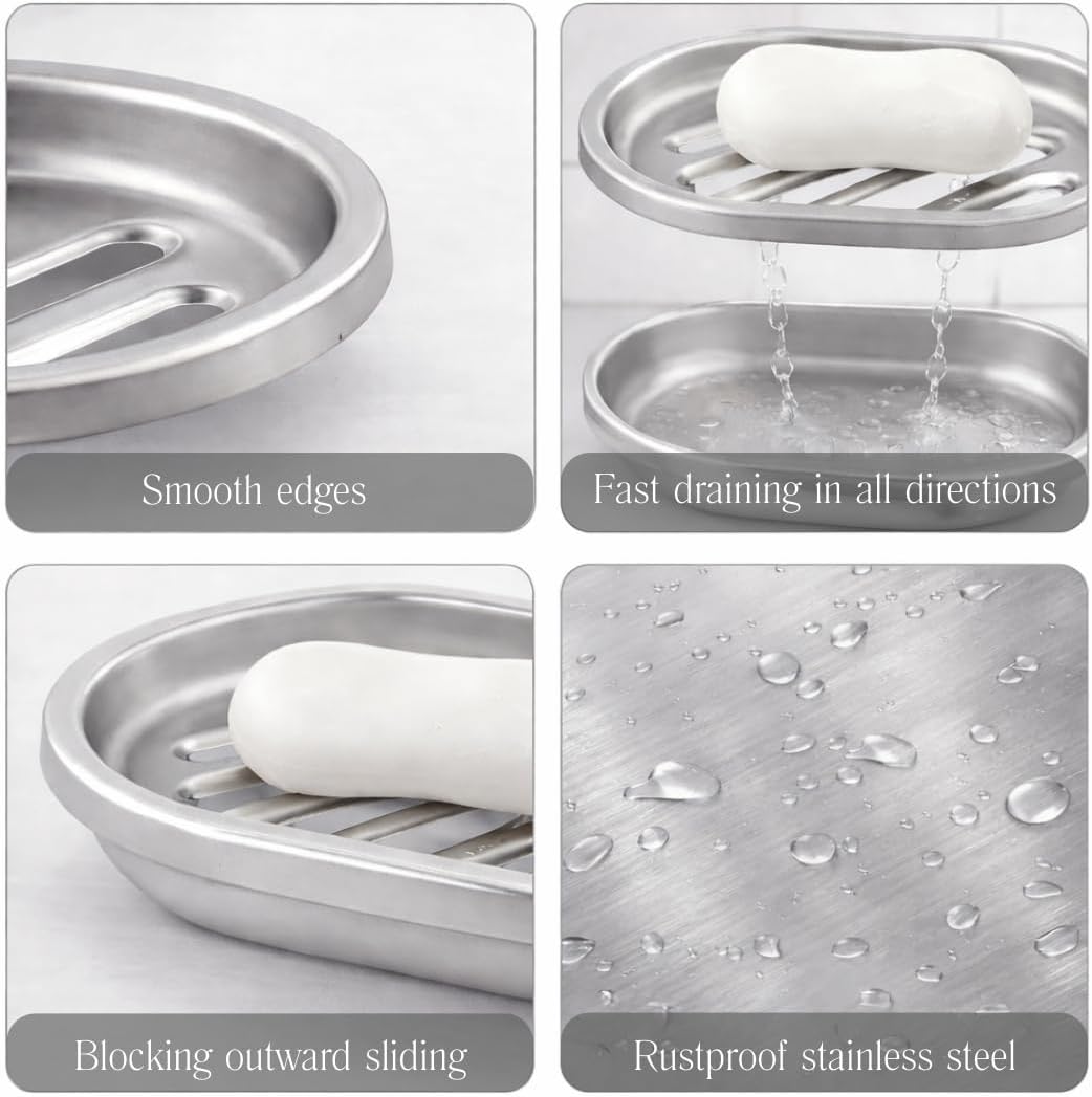 Chandler Stainless Steel Soap Dish, Brushed Nickel Draining Bar Holder