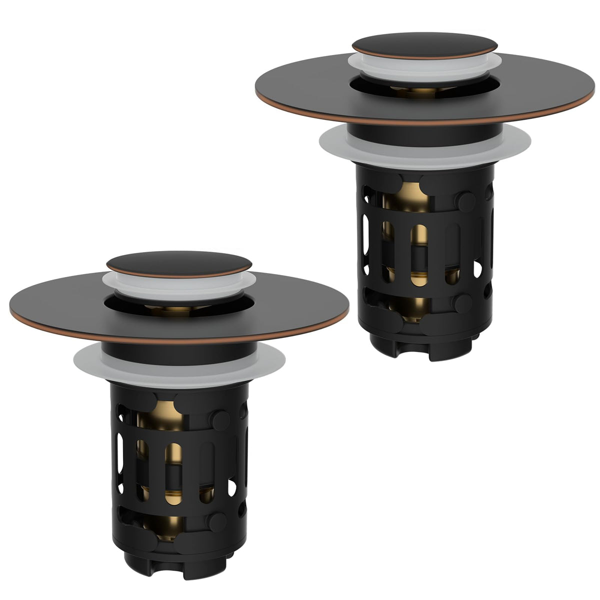 Hibbent 2 PCS Upgraded 3 in 1 Bathroom Sink Drain Strainer, Pop Up Stopper
