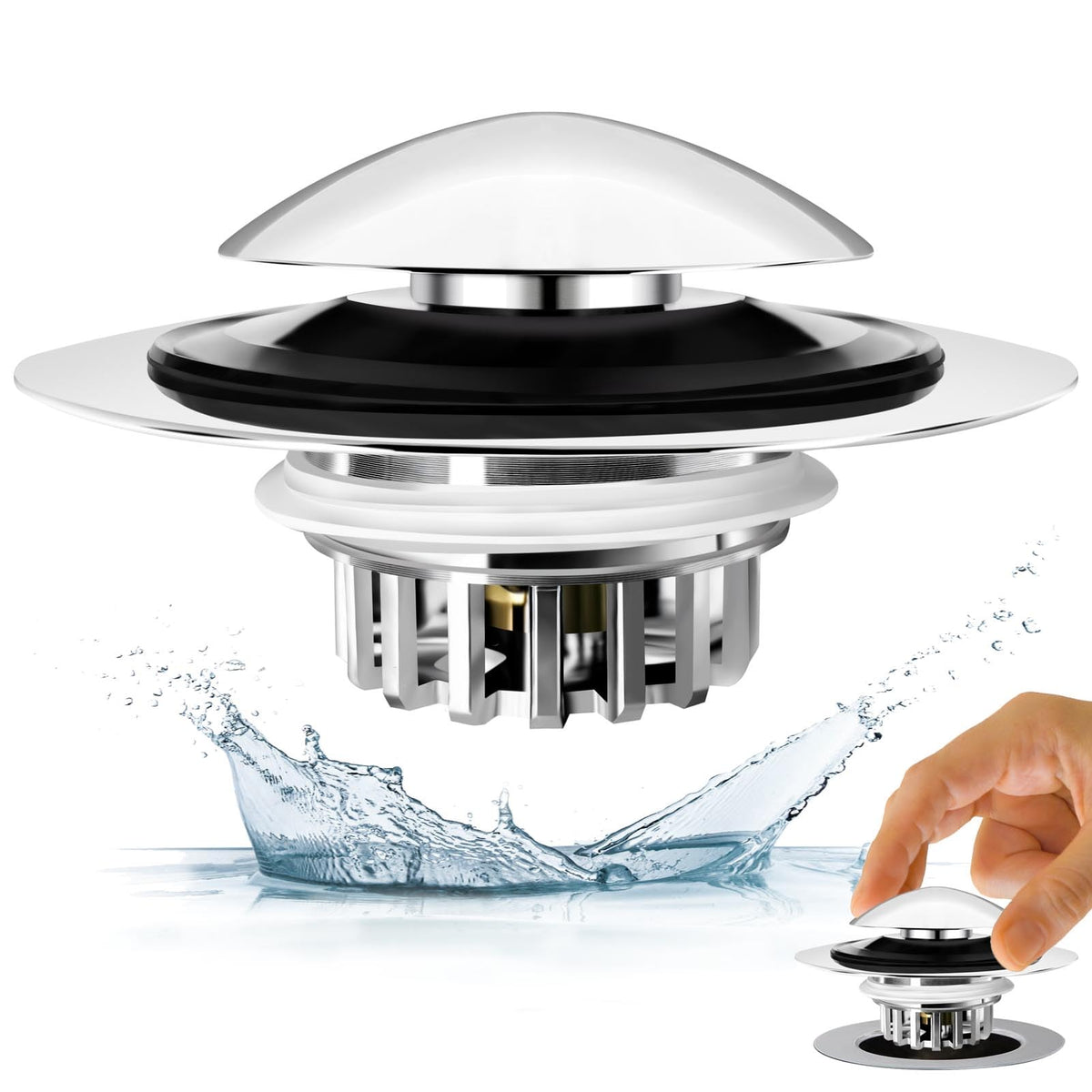 BAOLSLS Bathroom Sink Drain Strainer with Pop Up Removable Hair Catcher