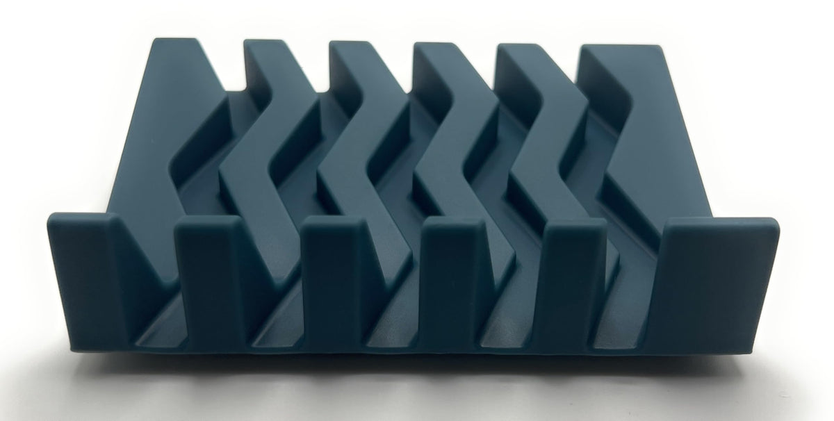 Silicone Draining Soap Dish, Sloped Angled Design, Chevron Pattern, Universal Fit, Extra Thick (Black, 4.5"x3.2")