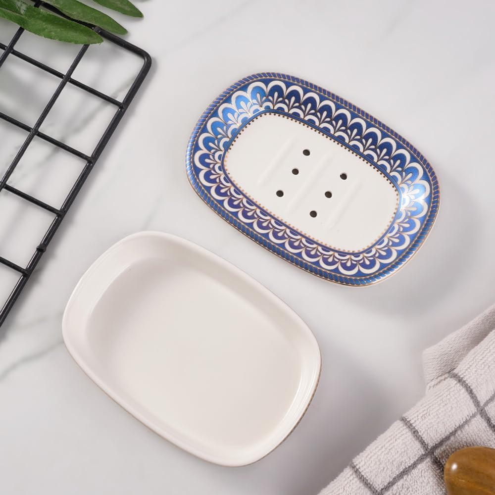 Self Draining Soap Dish, Double-Layer Bar Soap Tray(Style C)