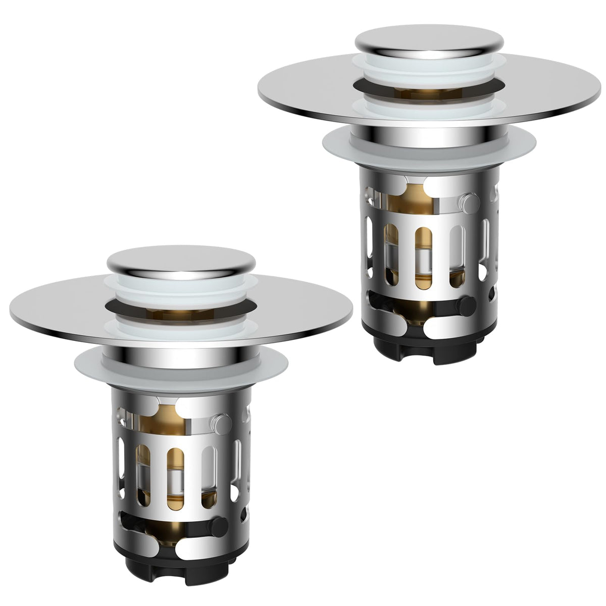 Hibbent 2 PCS Upgraded 3 in 1 Bathroom Sink Drain Strainer, Pop Up Stopper