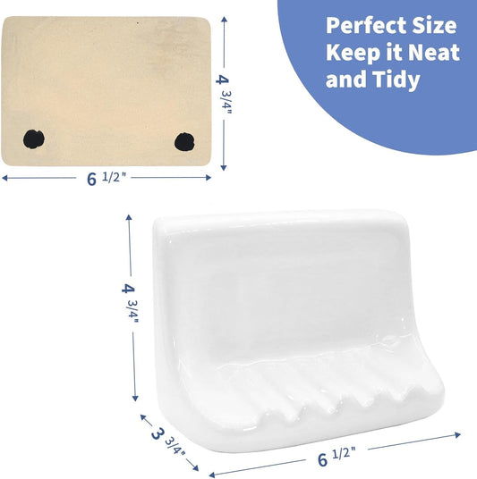 White Vintage Wall Mounted Ceramic Soap Dish Holder Bathroom Shower Wall