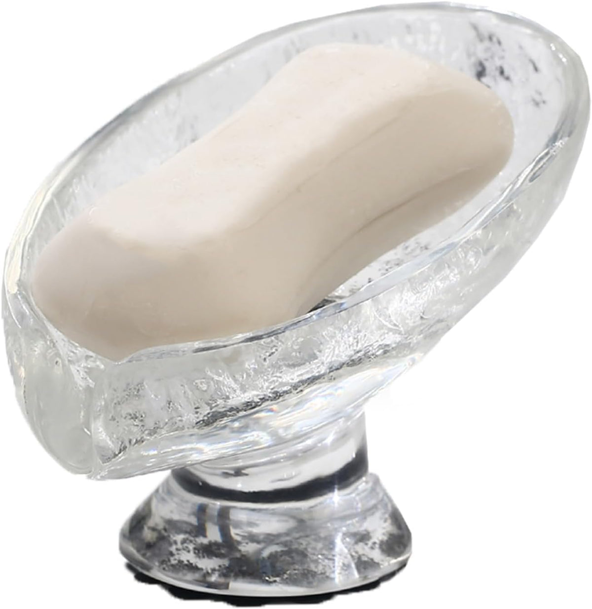 Self Draining Soap Dish, Resin Soap Dish, 45°Sloped Drain Design, with Suction Cup Base, Suitable for Bathroom Sinks, Showers, Kitchen Countertops, and Laundry Rooms (Clear White)