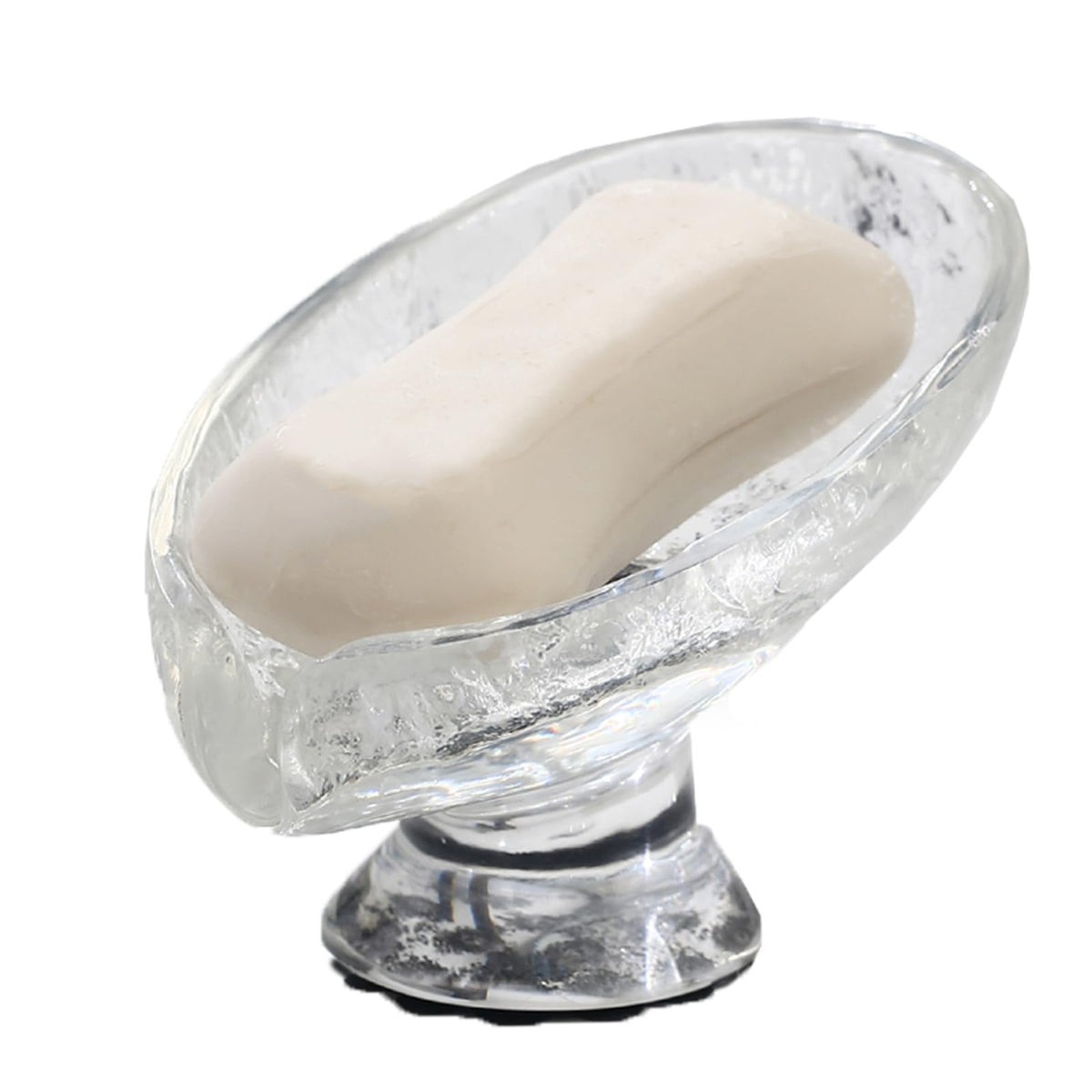 Self Draining Soap Dish, Resin Soap Dish, 45°Sloped Drain Design, with Suction Cup Base, Suitable for Bathroom Sinks, Showers, Kitchen Countertops, and Laundry Rooms (Clear White)