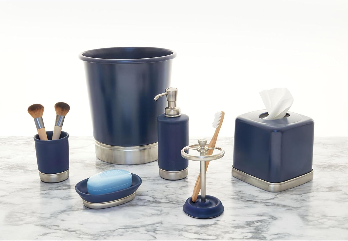 iDesign Soap Dish, Matte Navy/Brushed Nickel