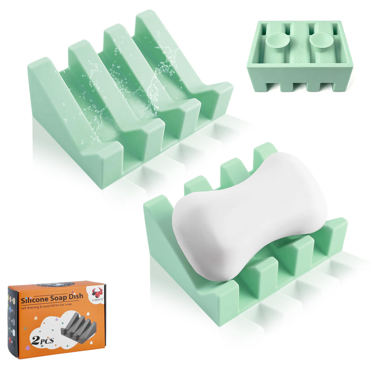Soap Dish Holder for Shower with Suction Cup, Silicone Soap Holder & Saver Self-Draining Bar Soap Dish Keeps Soap Dry for Bathroom, Kitchen, Bathtub, Extends Soap Life (LightGrey-1Pack)
