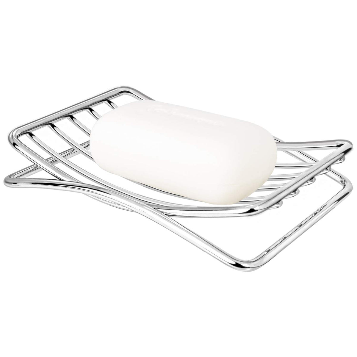 Bar Soap Dish Holder for Shower Bathroom Stainless Steel Rust Proof Self Draining, Chrome-2 Pack