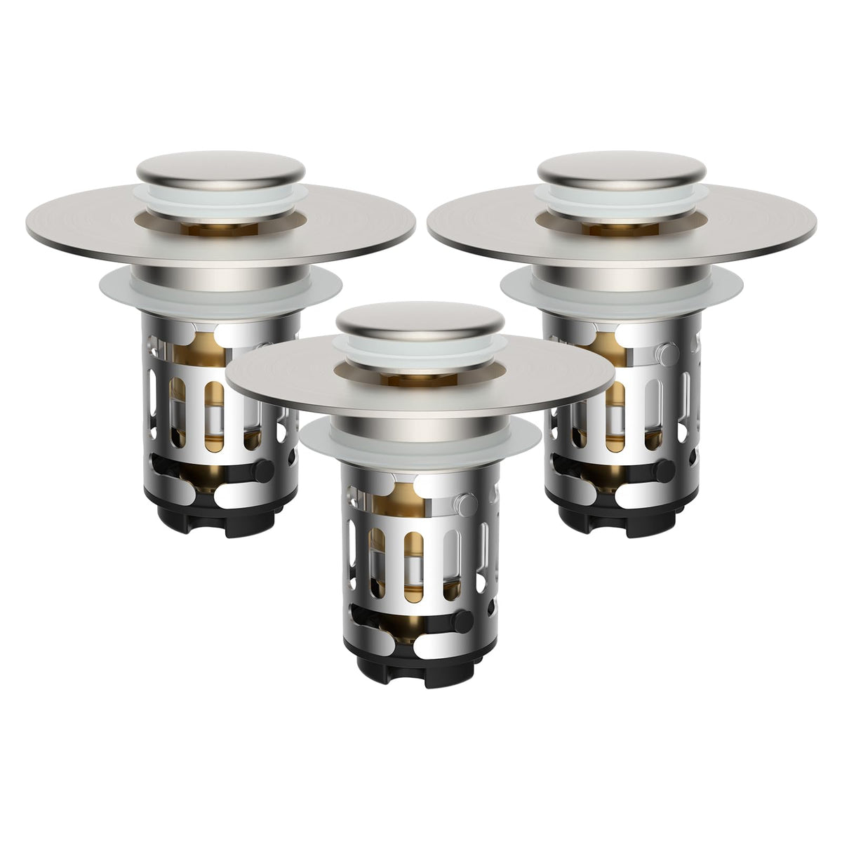 Hibbent 2 PCS Upgraded 3 in 1 Bathroom Sink Drain Strainer, Pop Up Stopper