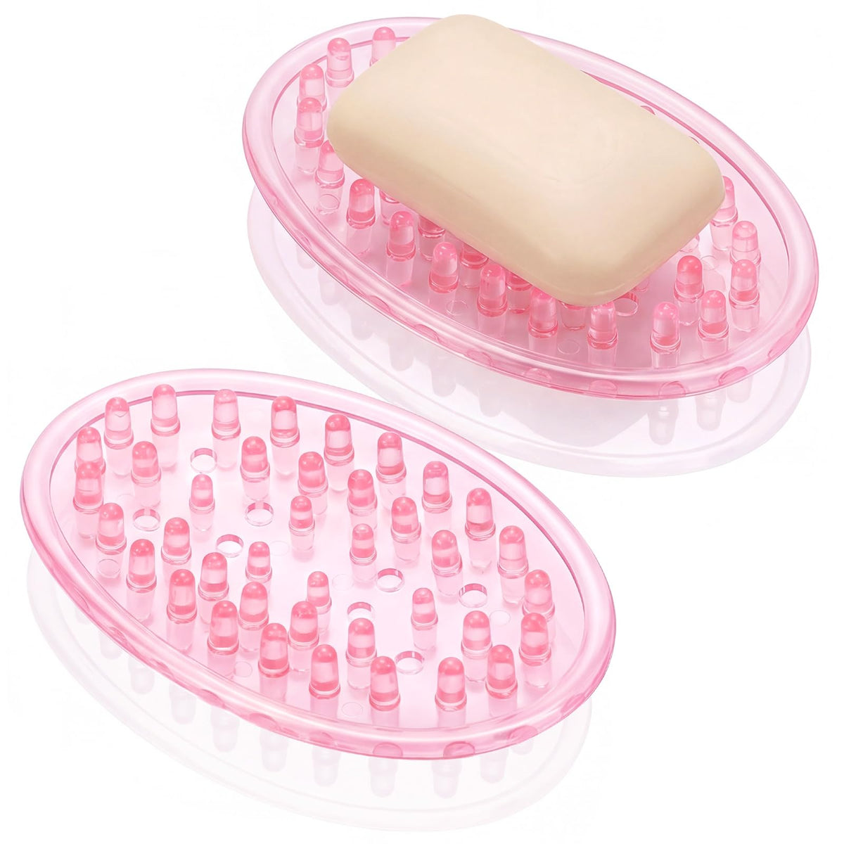 6 Pcs Soap Dish with Holes for Kitchen Bathroom, Clear