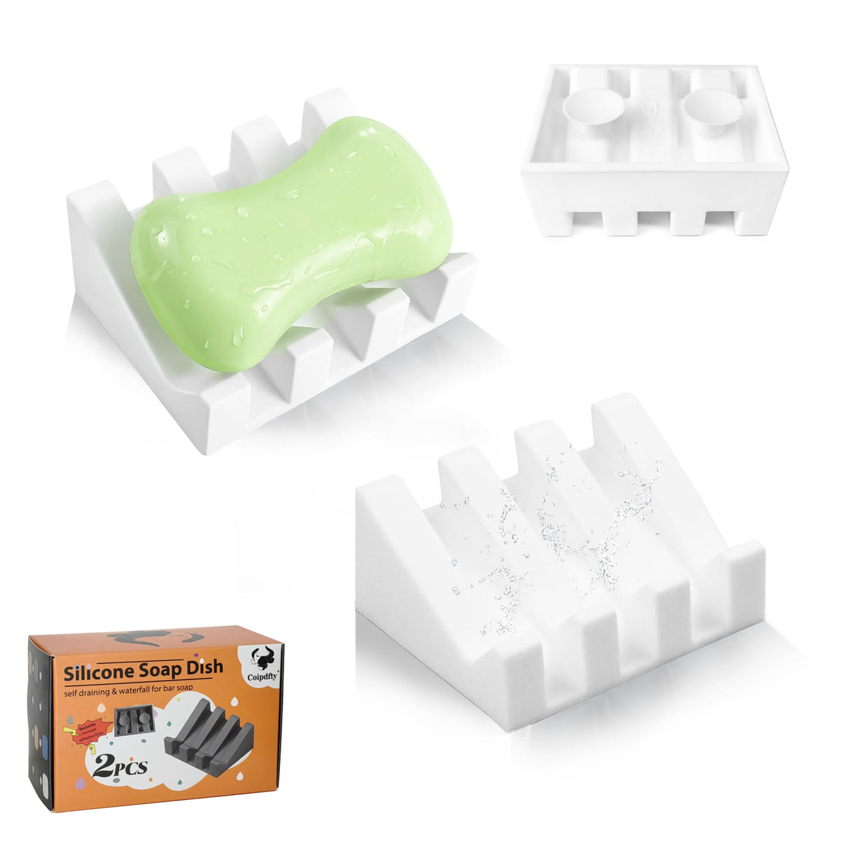 Soap Dish Holder for Shower with Suction Cup, Silicone Soap Holder & Saver Self-Draining Bar Soap Dish Keeps Soap Dry for Bathroom, Kitchen, Bathtub, Extends Soap Life (LightGrey-1Pack)