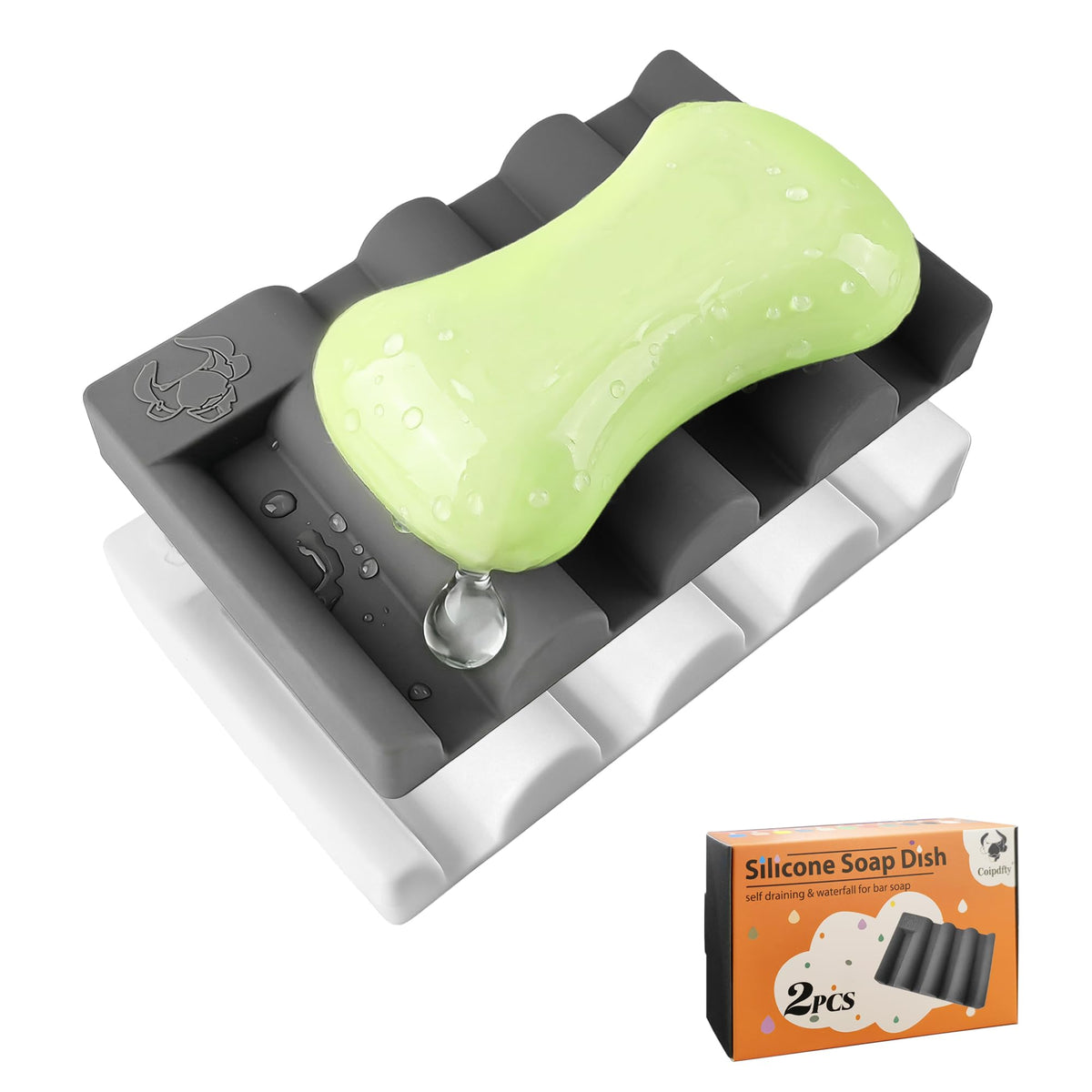 Silicone Soap Dish,Self Draining Soap Holder Perfect for Shower,Bathroom Sink,Kitchen Sink & Travel,Non-Slip Bar Soap Holder Extend Soap Life,Keep Soap Bars Dry & Easy Cleaning Black-2Pcs