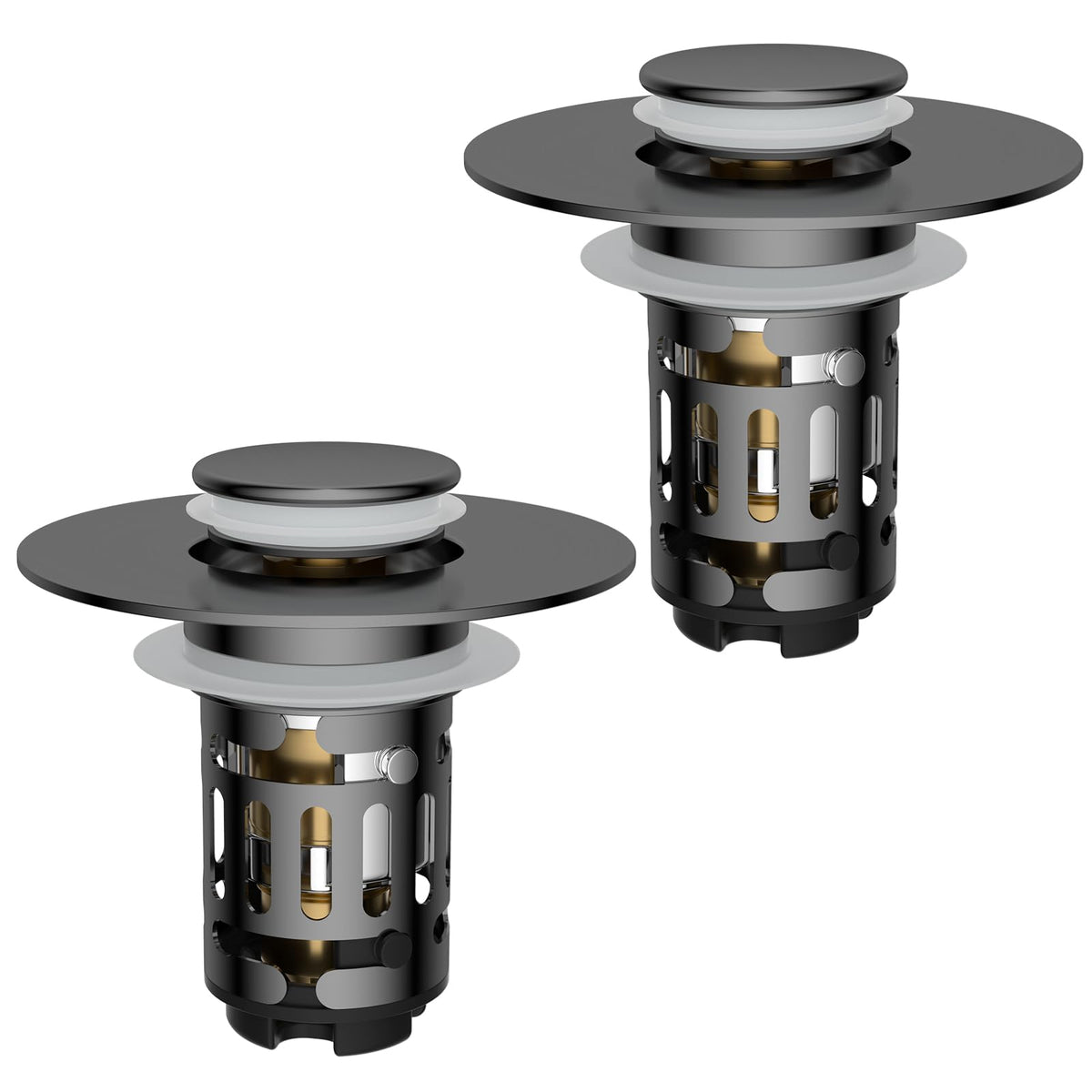 Hibbent 2 PCS Upgraded 3 in 1 Bathroom Sink Drain Strainer, Pop Up Stopper