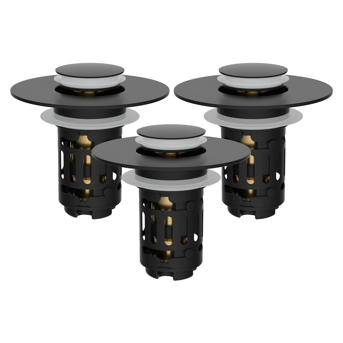 Hibbent 2 PCS Upgraded 3 in 1 Bathroom Sink Drain Strainer, Pop Up Stopper