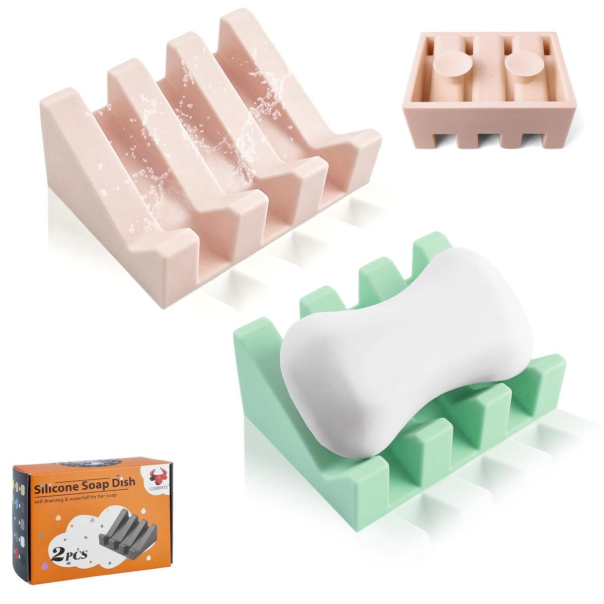 Soap Dish Holder for Shower with Suction Cup, Silicone Soap Holder & Saver Self-Draining Bar Soap Dish Keeps Soap Dry for Bathroom, Kitchen, Bathtub, Extends Soap Life (LightGrey-1Pack)
