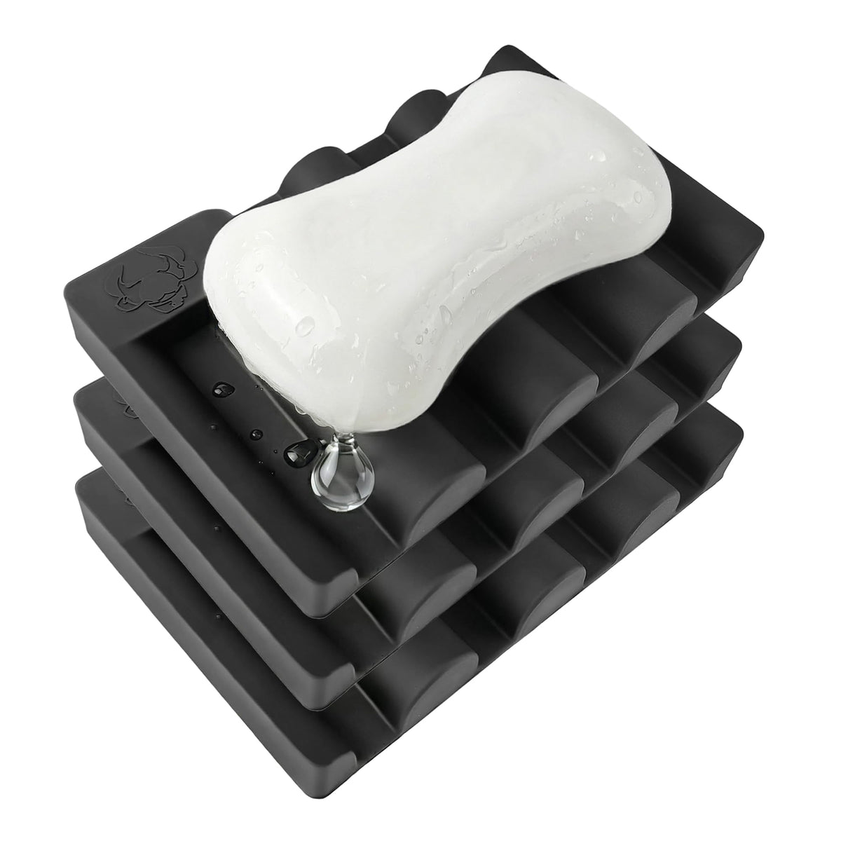 Silicone Soap Dish,Self Draining Soap Holder Perfect for Shower,Bathroom Sink,Kitchen Sink & Travel,Non-Slip Bar Soap Holder Extend Soap Life,Keep Soap Bars Dry & Easy Cleaning Black-2Pcs