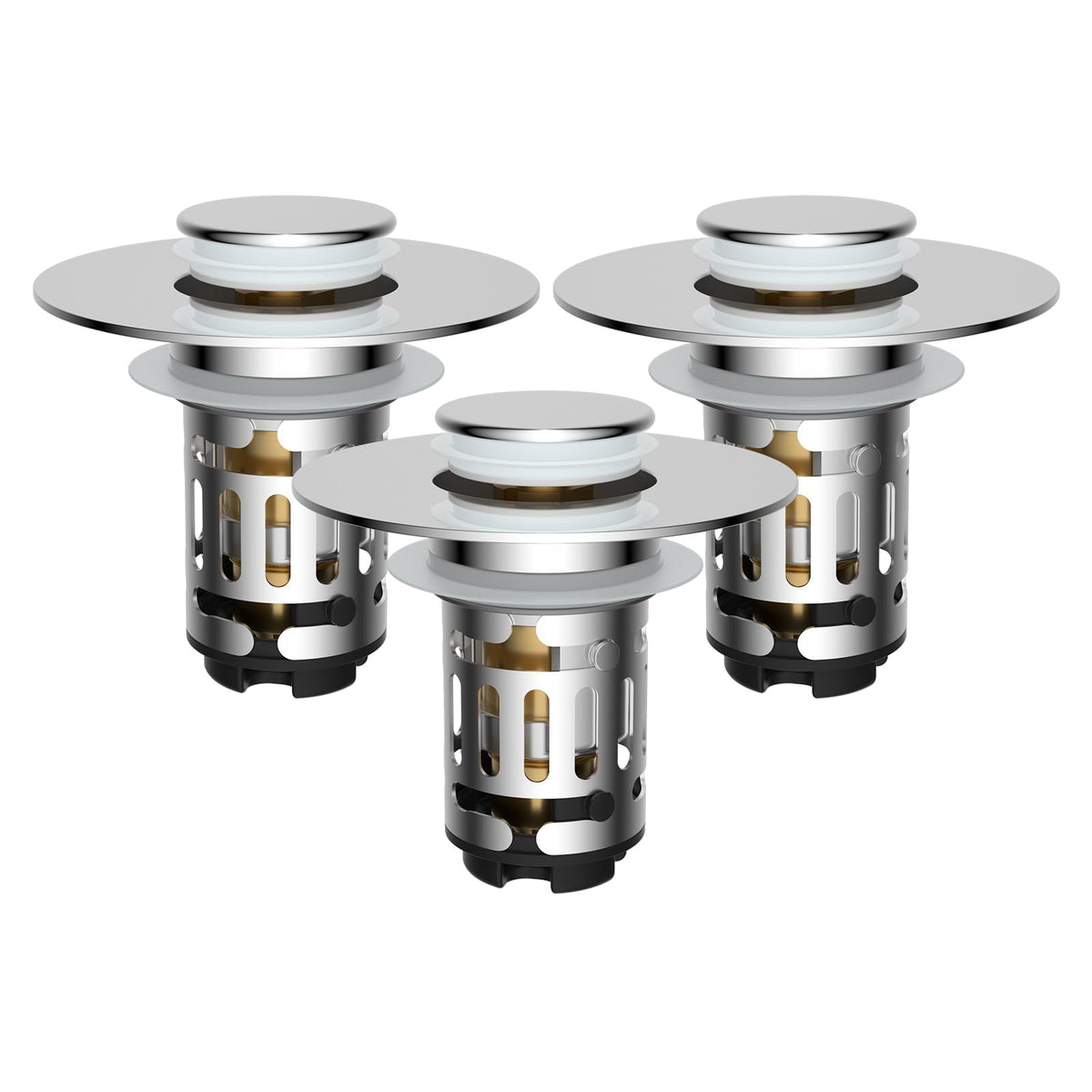 Hibbent 2 PCS Upgraded 3 in 1 Bathroom Sink Drain Strainer, Pop Up Stopper