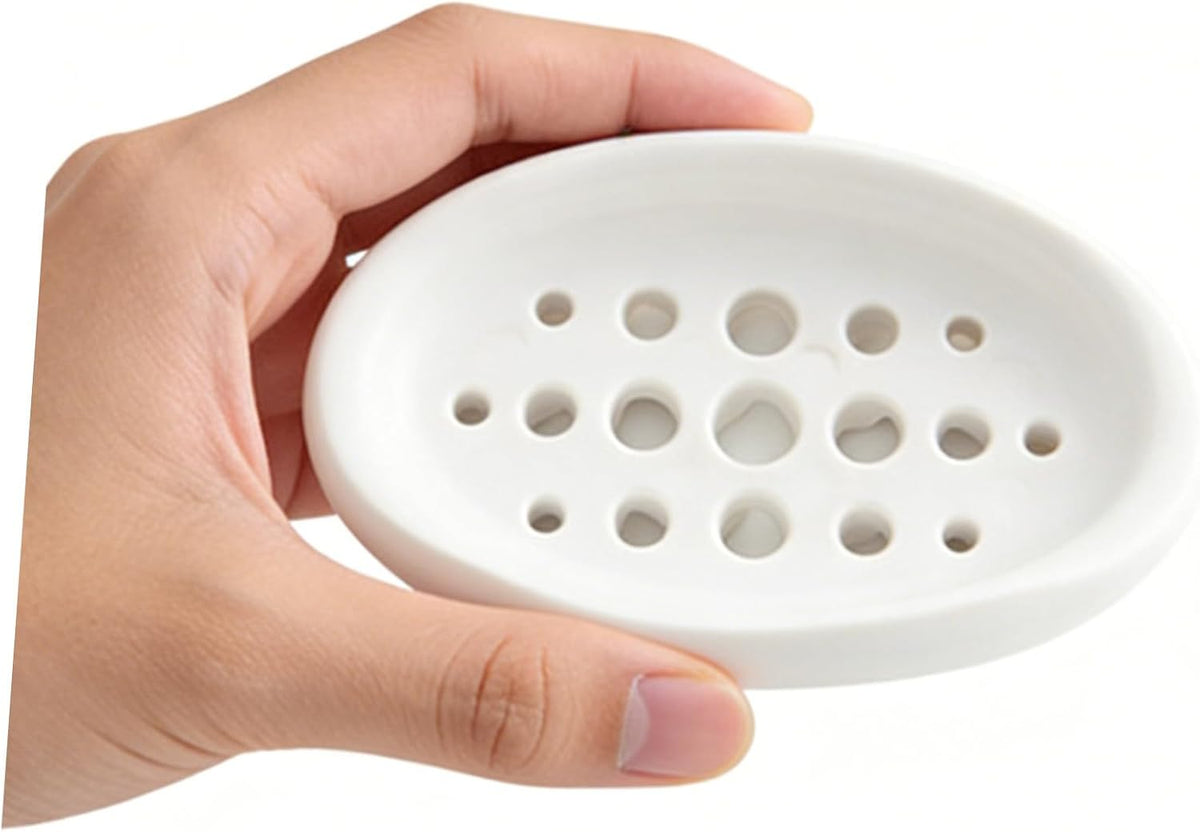 Soap Silicone Dish Oval Tray with Draining Design for Bathroom