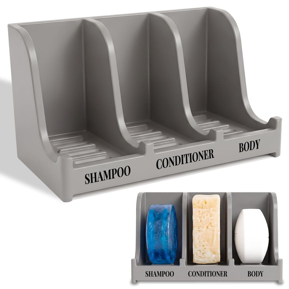3-Compartment Shower Soap Holder & Organizer for Multiple Bars