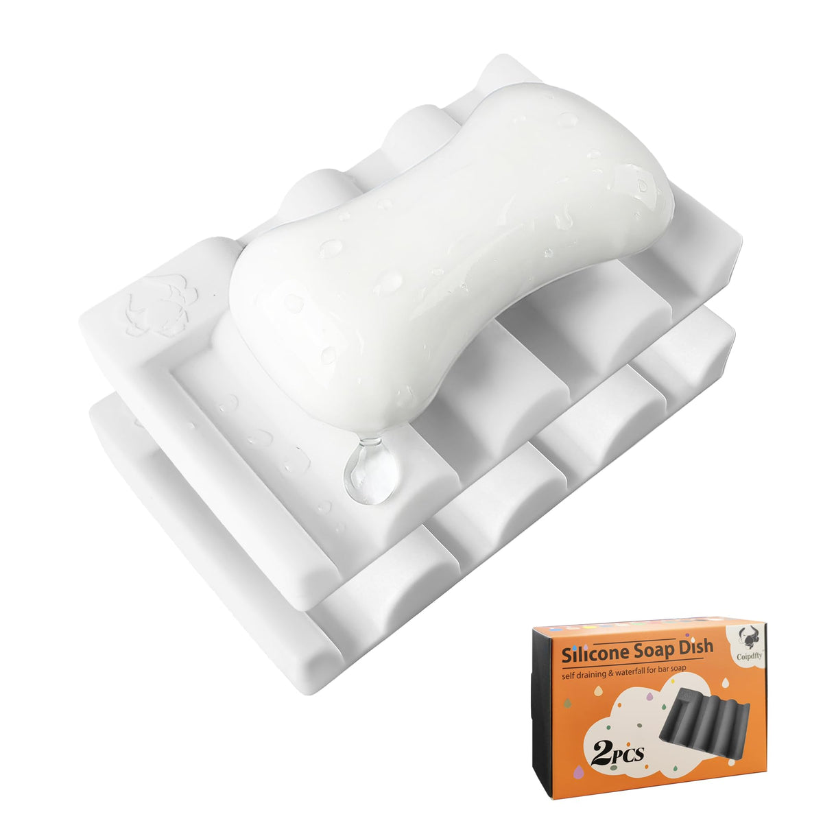 Silicone Soap Dish,Self Draining Soap Holder Perfect for Shower,Bathroom Sink,Kitchen Sink & Travel,Non-Slip Bar Soap Holder Extend Soap Life,Keep Soap Bars Dry & Easy Cleaning Black-2Pcs