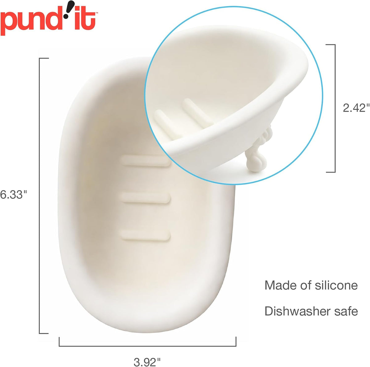 Pund'it Scrub Tub, 6" x 4" Silicone Countertop Sponge Holder & Sink Caddy