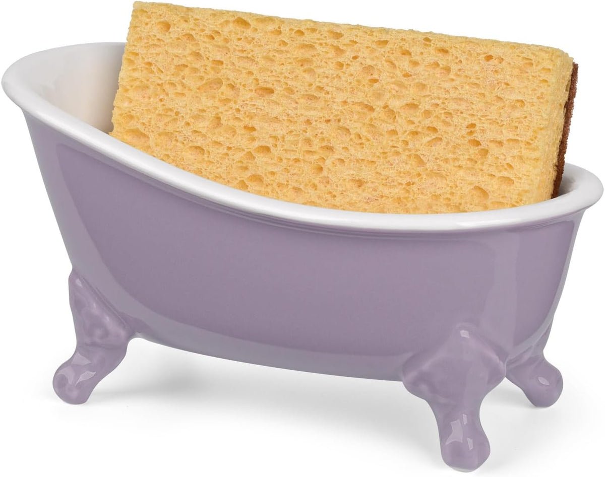 Vintage Ceramic Mini Clawfoot Bathtub Bar Soap Holder,Lavender