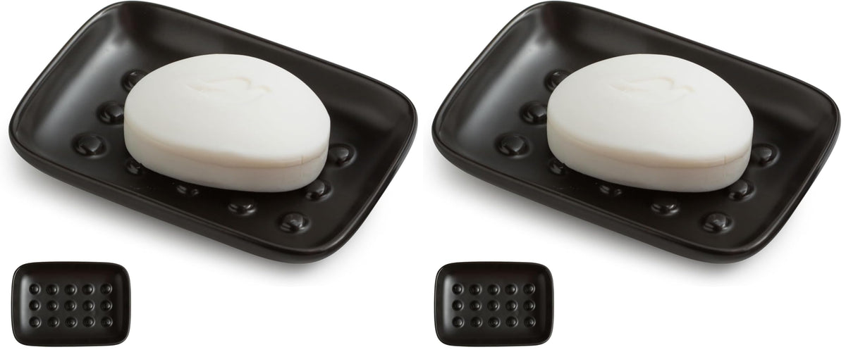 Miamolo Soap Dish Bar Cleaner Dish for Shower, Ceramic Soap Dishes for Large Soap Bar Shampoo or Sponge, Shower Soap Dish Soap Saver Tray for Bathroom Kitchen Sink, Easy to Clean