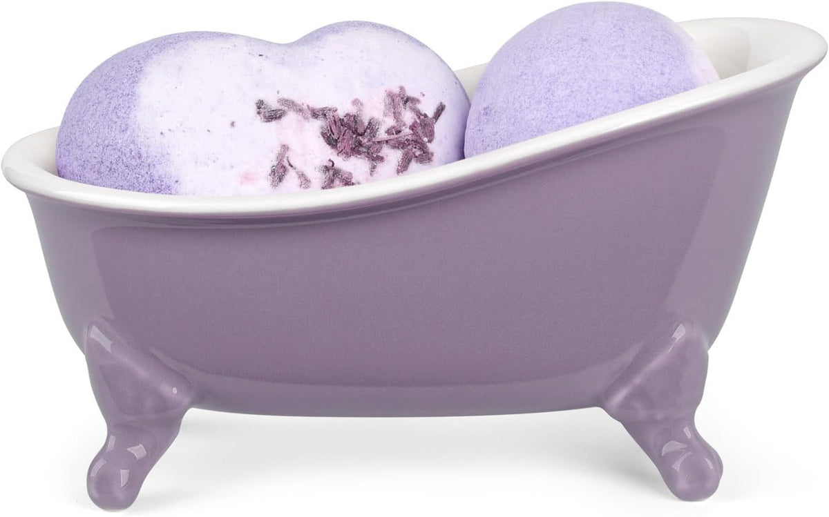 Vintage Ceramic Mini Clawfoot Bathtub Bar Soap Holder,Lavender