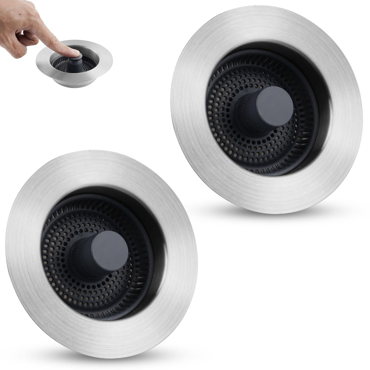Universal 3 in 1 Kitchen Sink Stopper Strainer, 304 Stainless Steel