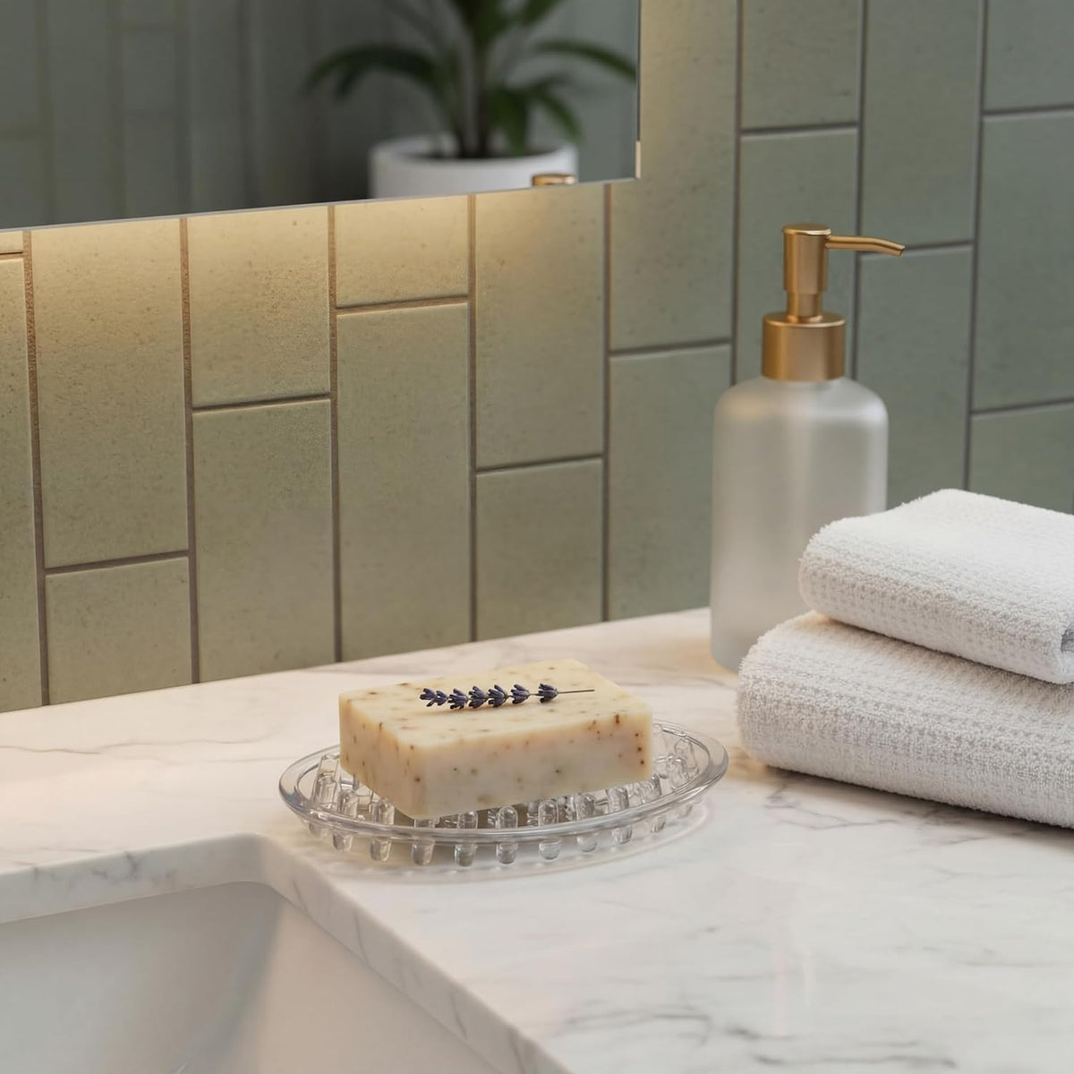 6 Pcs Soap Dish with Holes for Kitchen Bathroom, Clear