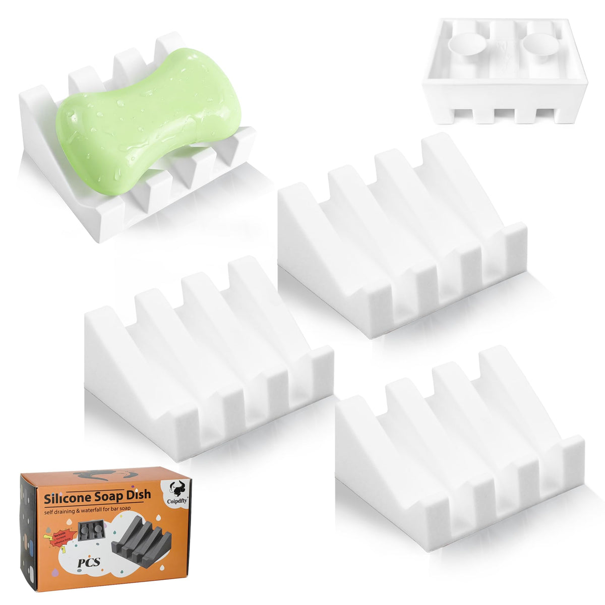 Soap Dish Holder for Shower with Suction Cup, Silicone Soap Holder & Saver Self-Draining Bar Soap Dish Keeps Soap Dry for Bathroom, Kitchen, Bathtub, Extends Soap Life (LightGrey-1Pack)