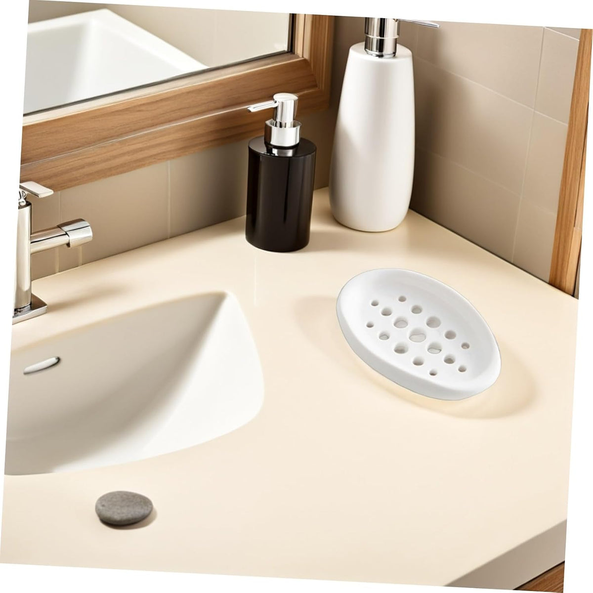 Soap Silicone Dish Oval Tray with Draining Design for Bathroom