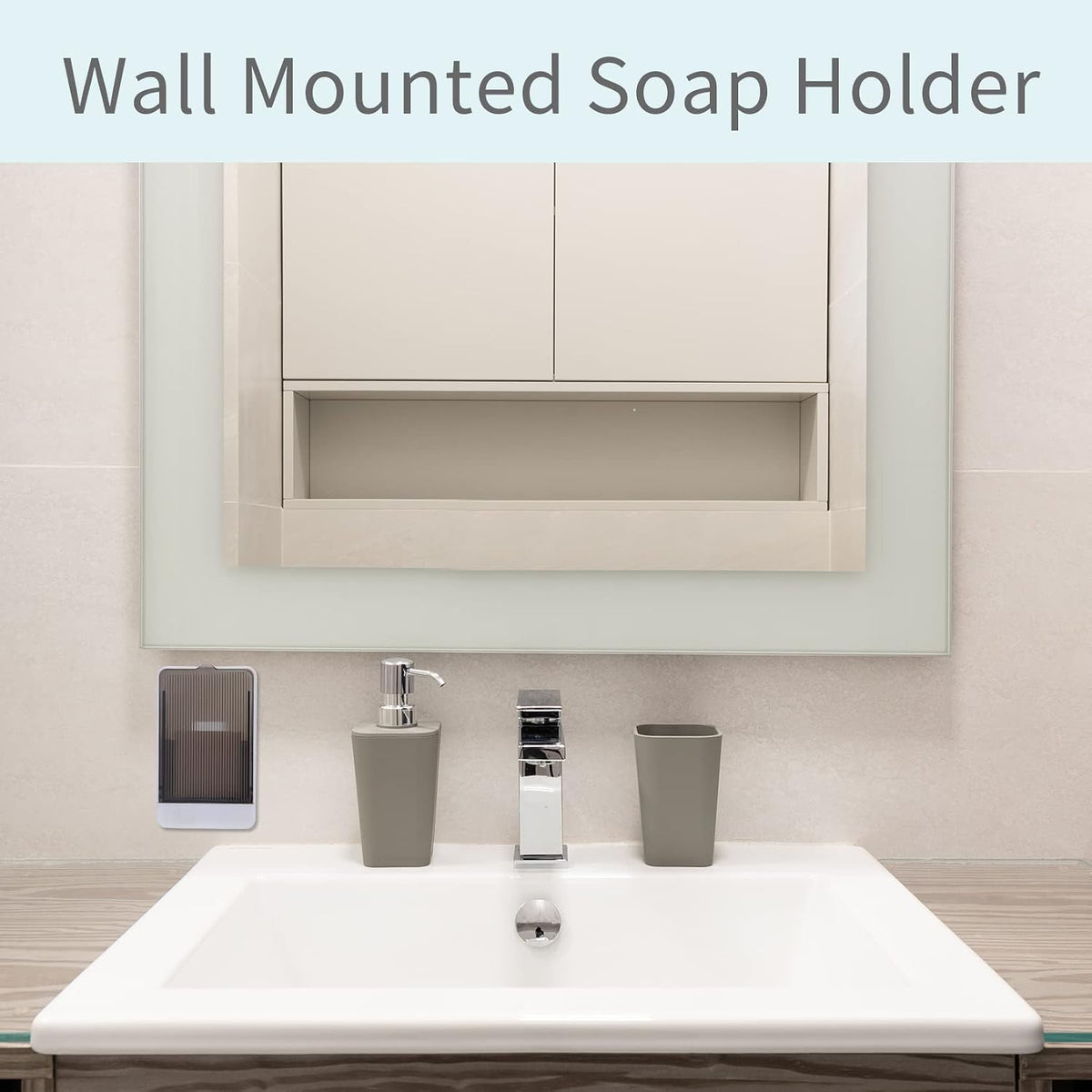 Bar Soap Holder Dish Shower 2 PCS Self Draining Soap Container with Lid, Wall Mounted Soap Box Tray for Bathroom Bathtub Sink, Waterproof White, Adhesive Include (White)