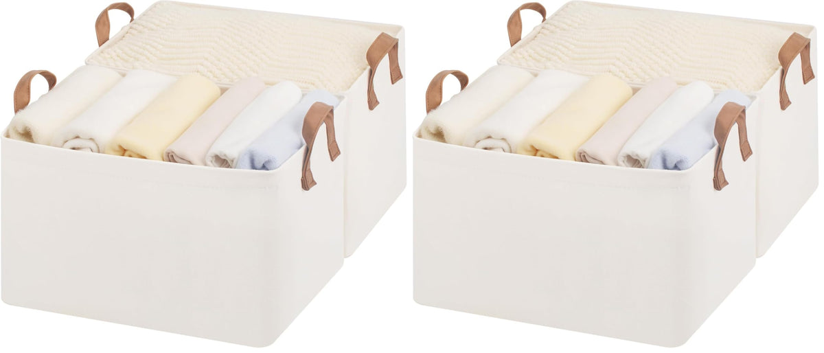 StorageWorks Storage Basket for Shelves, Storage Bins, Beige, 2-Pack