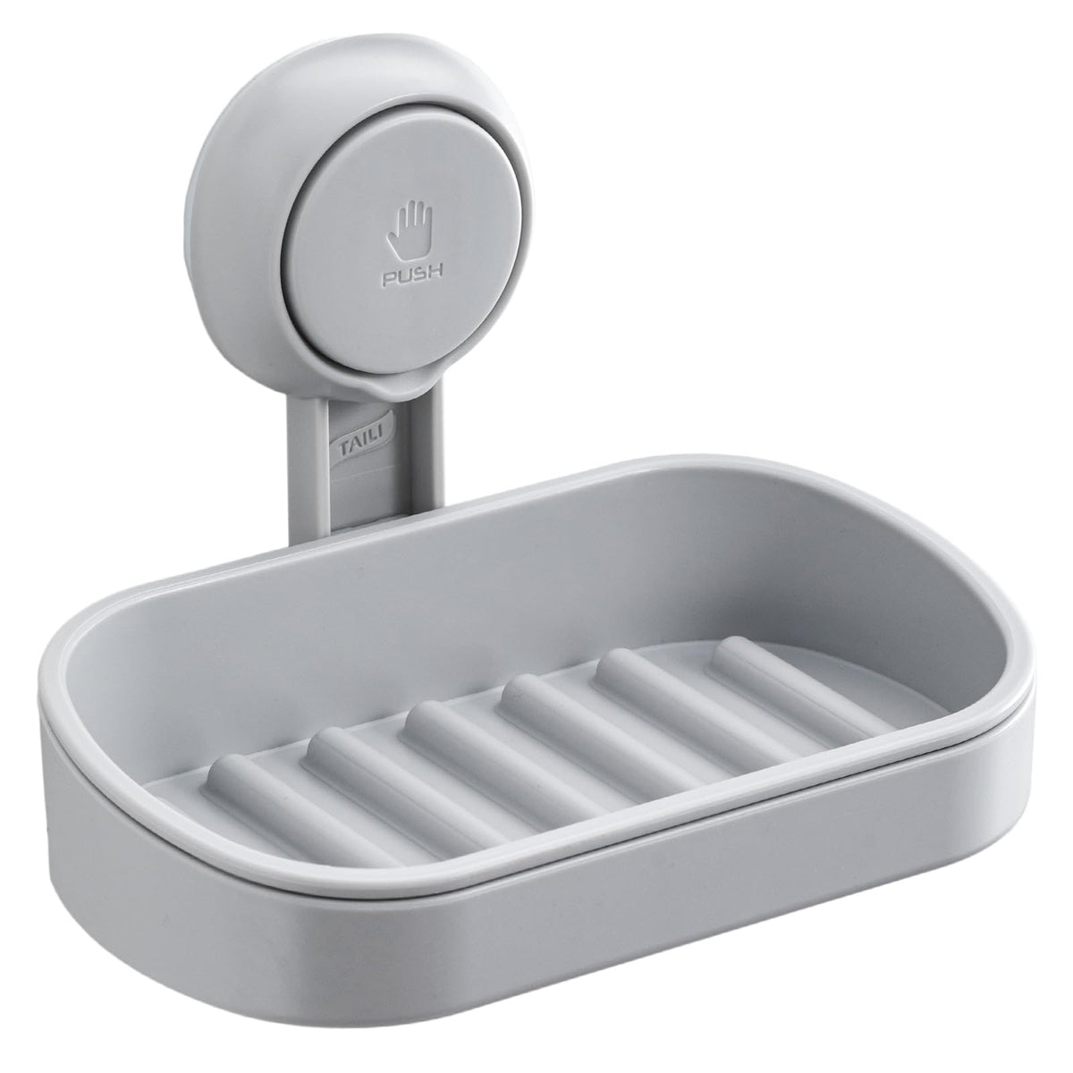 TAILI Soap Holder, Soap Dish Suction Cup with Hooks for Shower Wall, Black