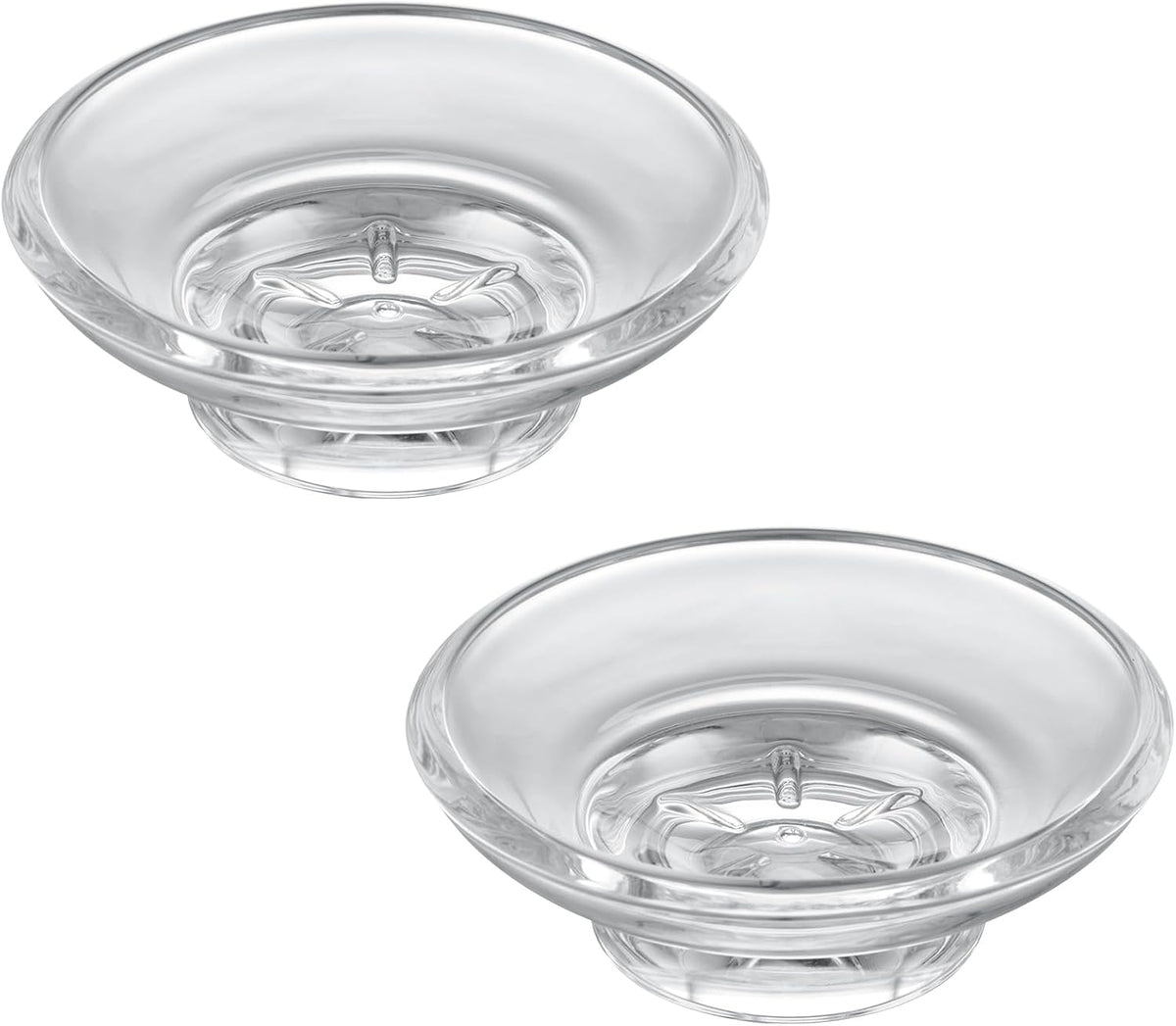 Aomasi Round Glass Soap Dishes for Bathroom Shower, 2 Pack, Transparent
