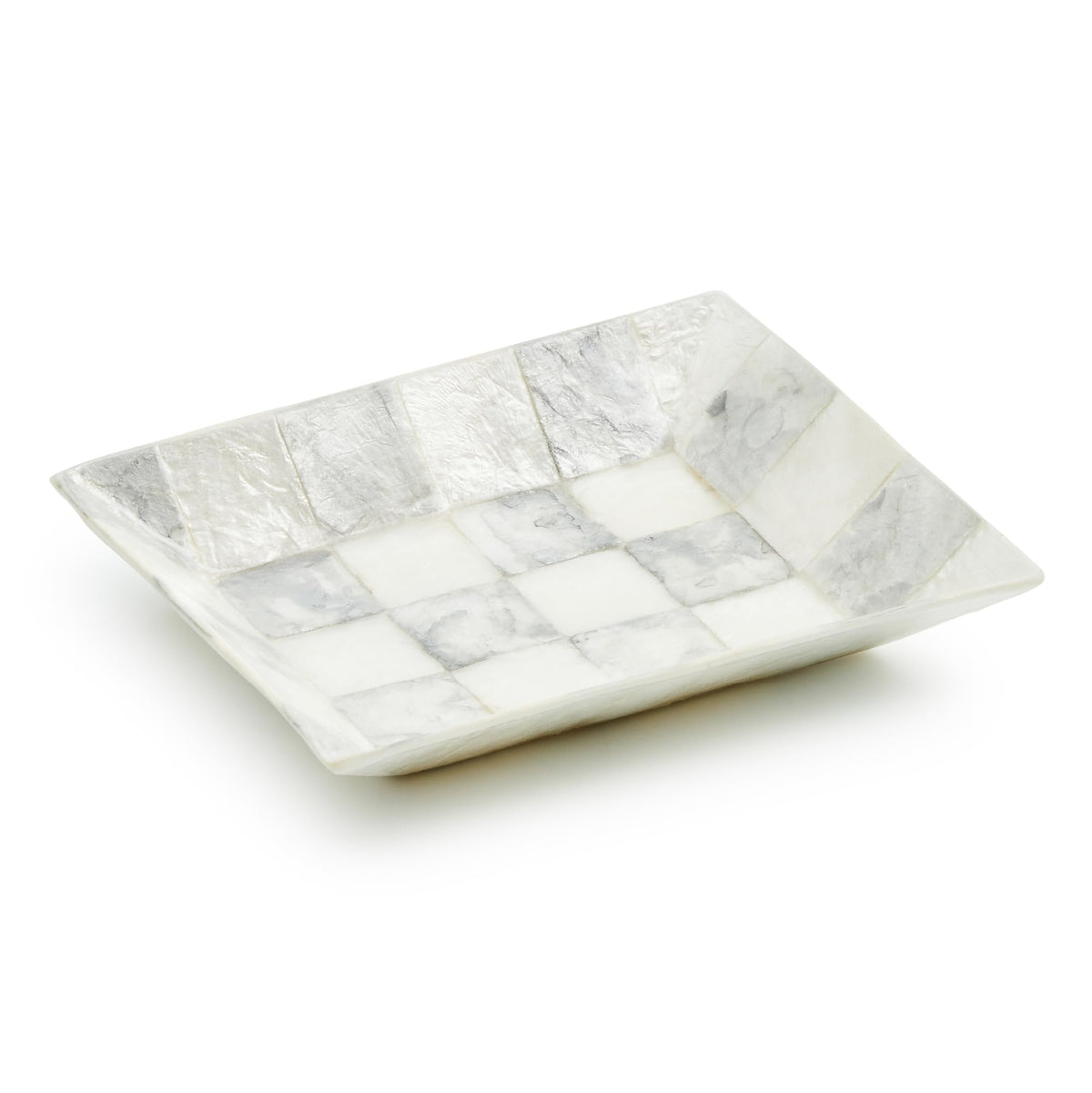 MACKENZIE-CHILDS Capiz Soap Dish, Purple-and-White Violet Check