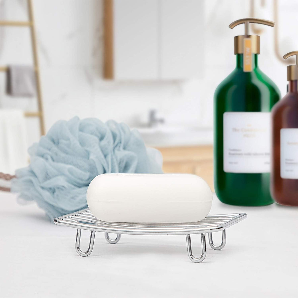Bar Soap Dish Holder for Shower Bathroom Stainless Steel Rust Proof Self Draining, Chrome-2 Pack