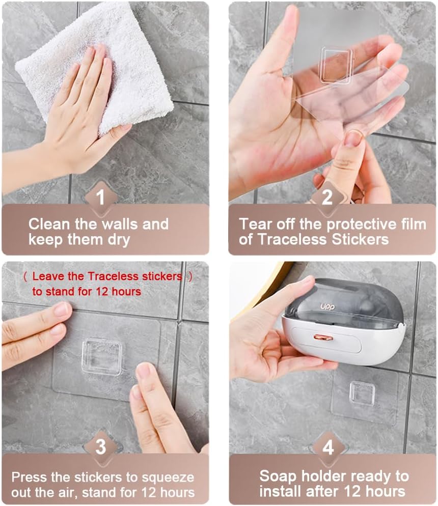 2 Pack Shower Soap Dish Holder with Lid, Bar Soap Container with Drain