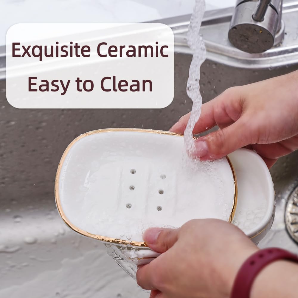 Self Draining Soap Dish, Double-Layer Bar Soap Tray(Style C)