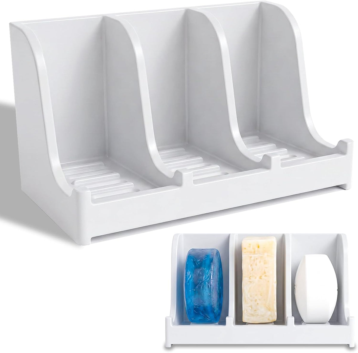 3-Compartment Shower Soap Holder & Organizer for Multiple Bars