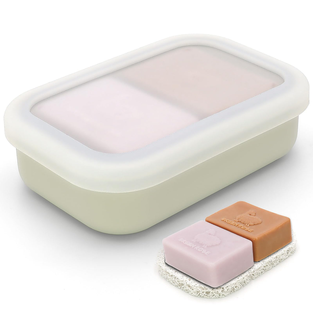 AIDIMMING Large Shampoo Bar Travel Case, Silicone Travel Soap Case, Green