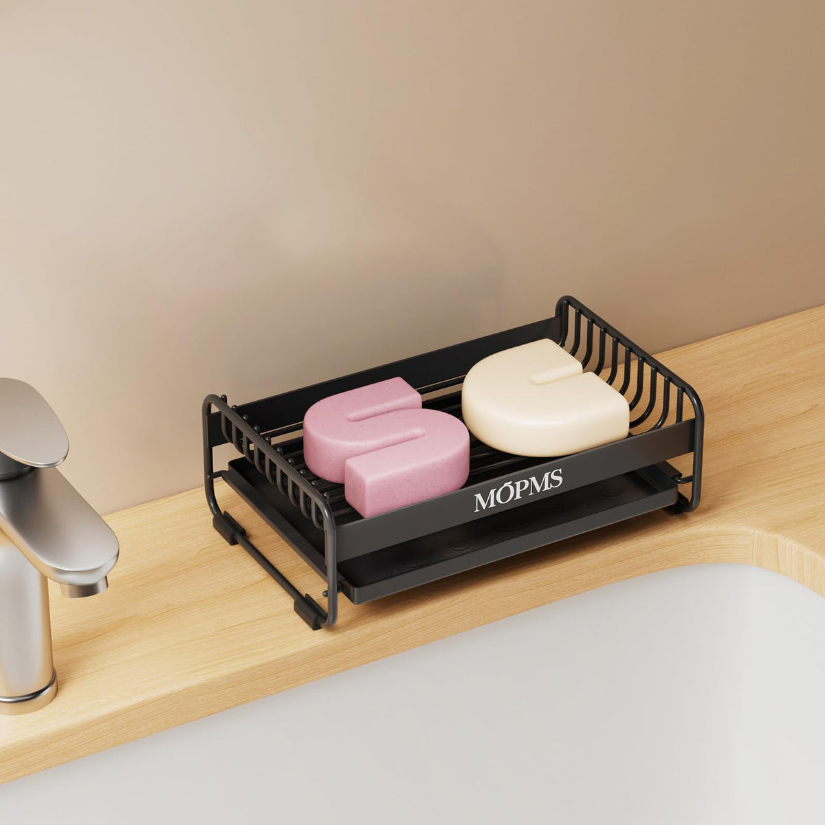 MOPMS Soap Dish for Shower, Carbon Steel Bar Soap Holder with Drainage